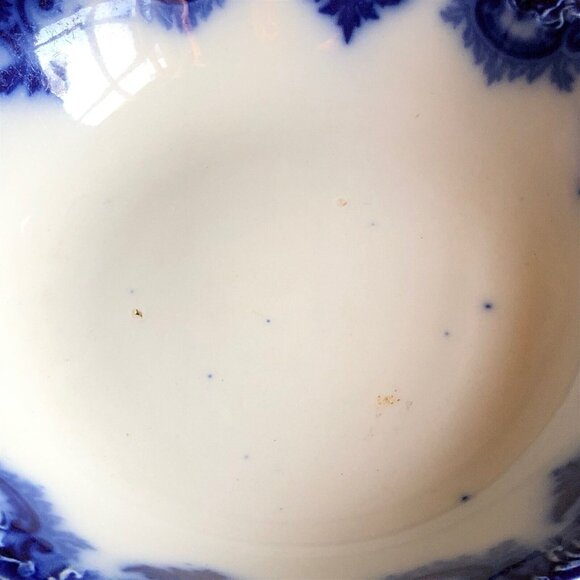 ANTIQUE BOWL GLADYS PATTERN NWP ENGLAND FLOW BLUE BOWL - Picture 5 of 9